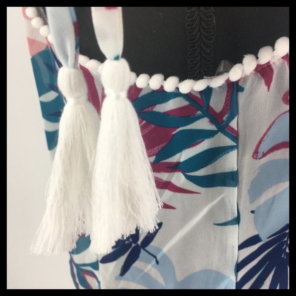 MIKEN Printed Pom Pom Beach Pool Swim Cover Up Dress - Picture 3 of 4